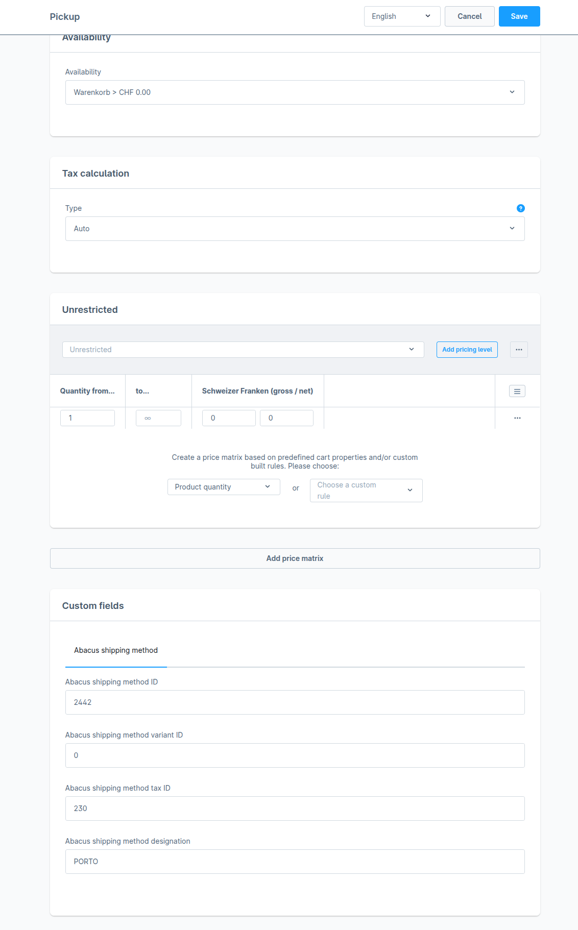 Shipping line item custom fields