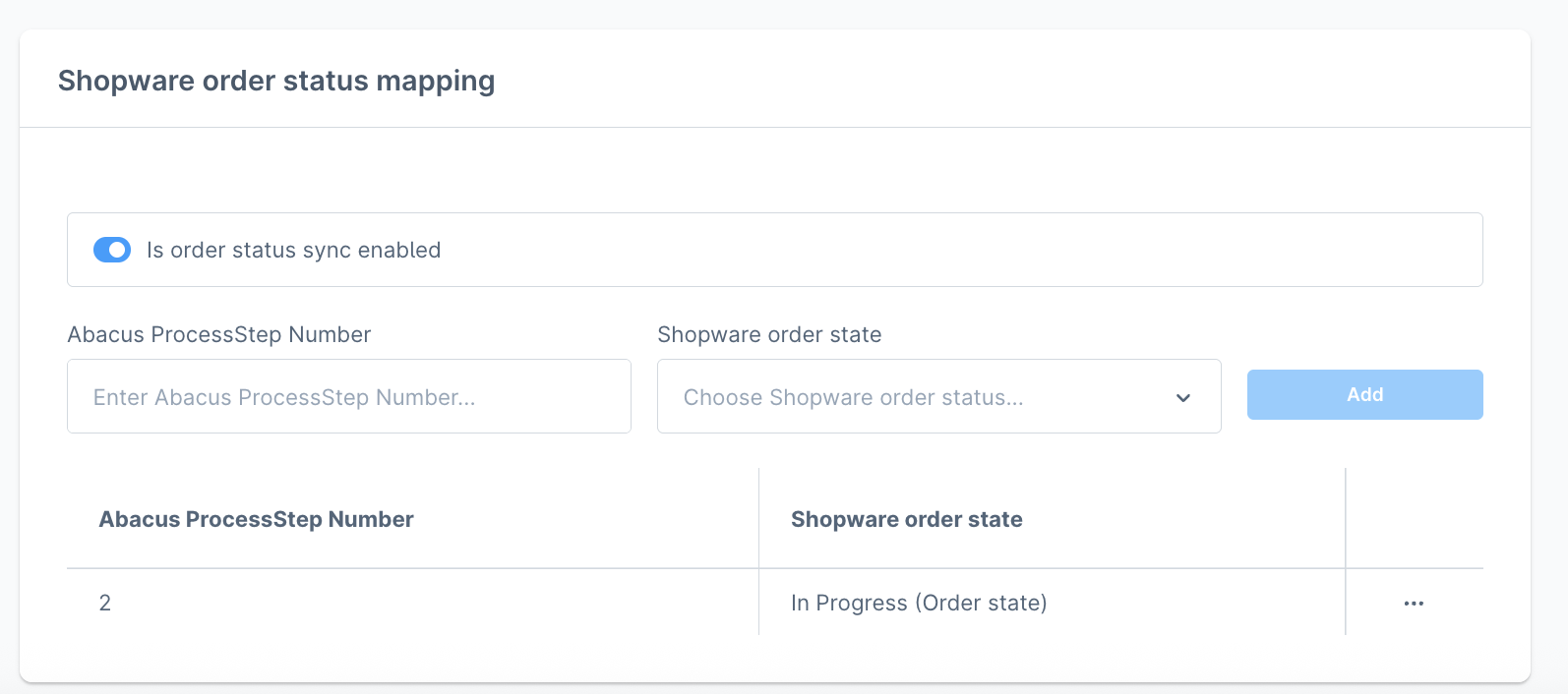 Order status mapping configuration