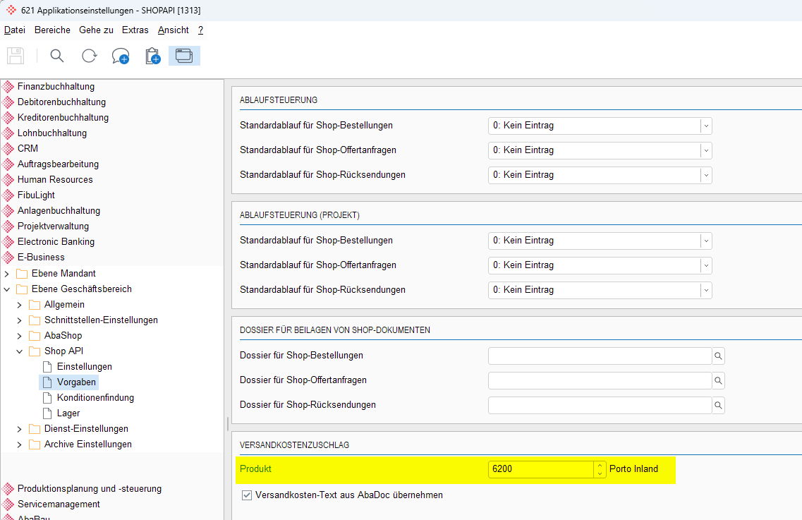 Abacus Shipping method mapping