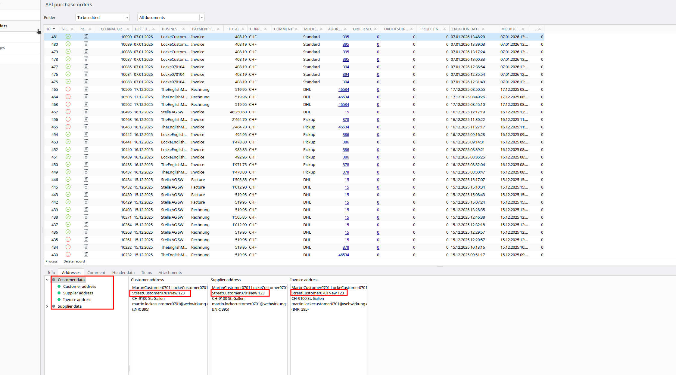 Map customer with address changed