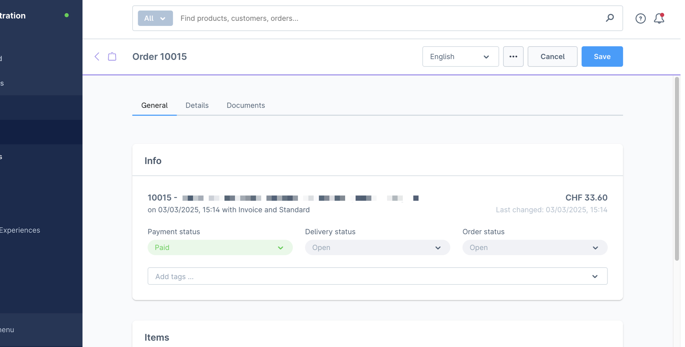 Synchronisation of status from Bexio to Shopware