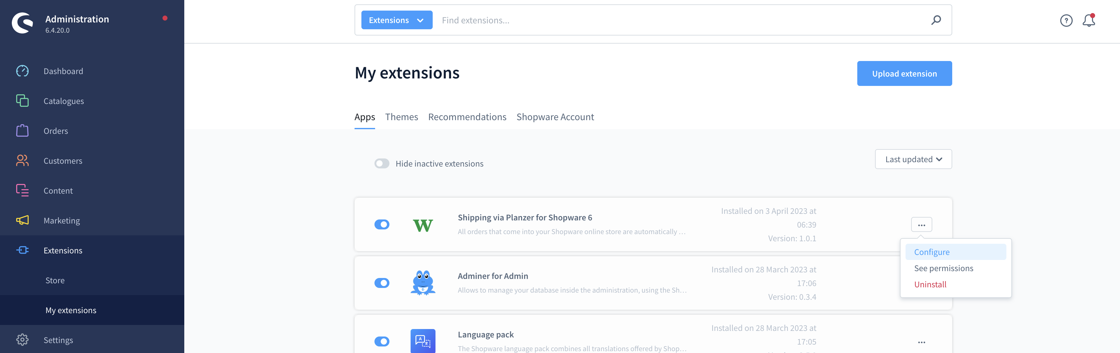 Extension Page