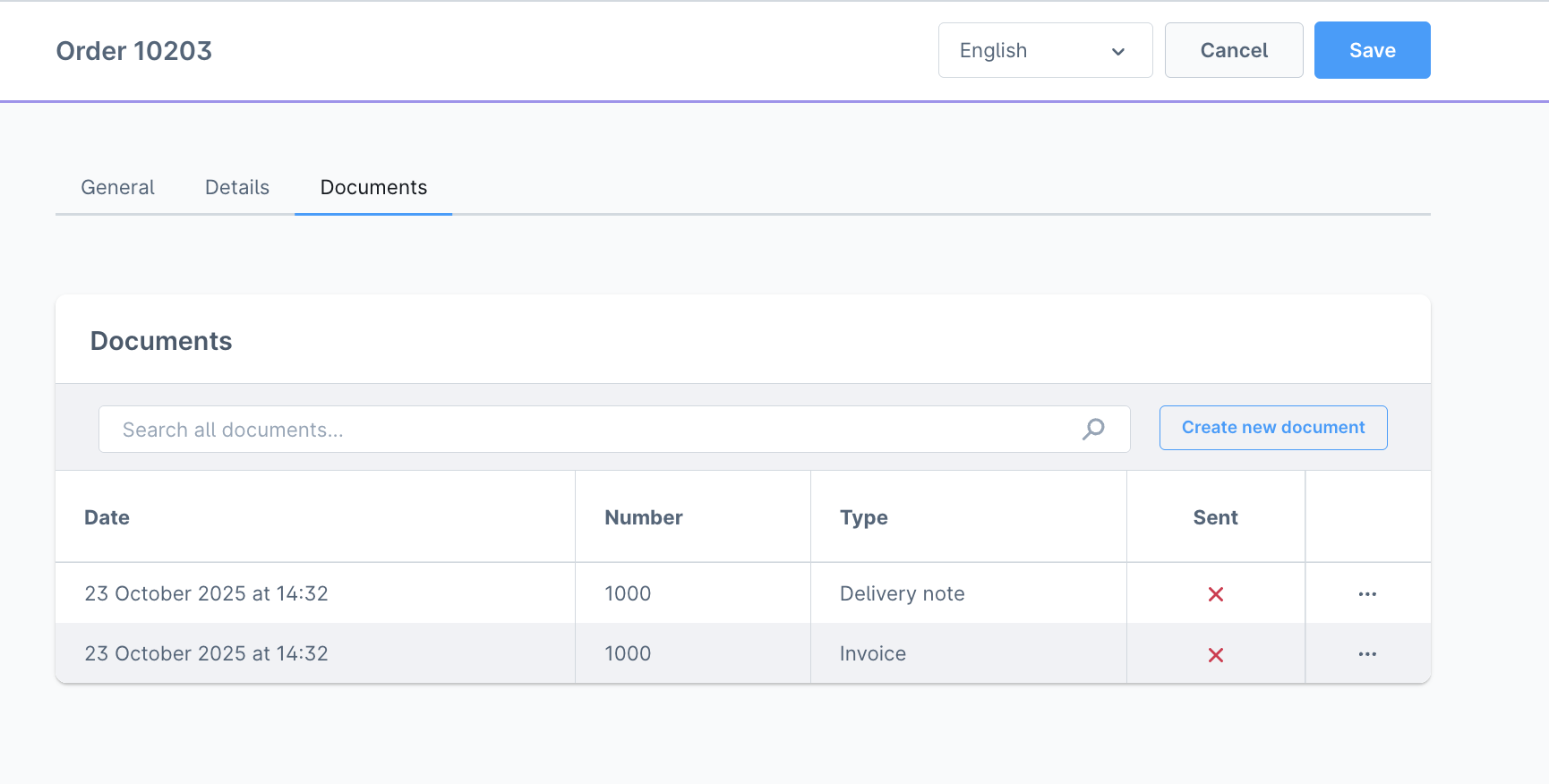 Order documents in Shopware admin